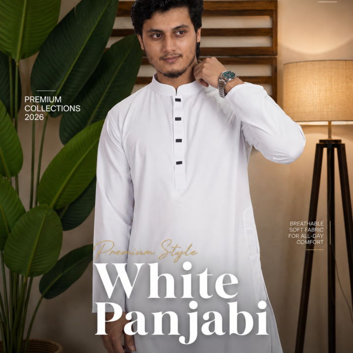 Imported Stitch SOLID PANJABI - WHITE