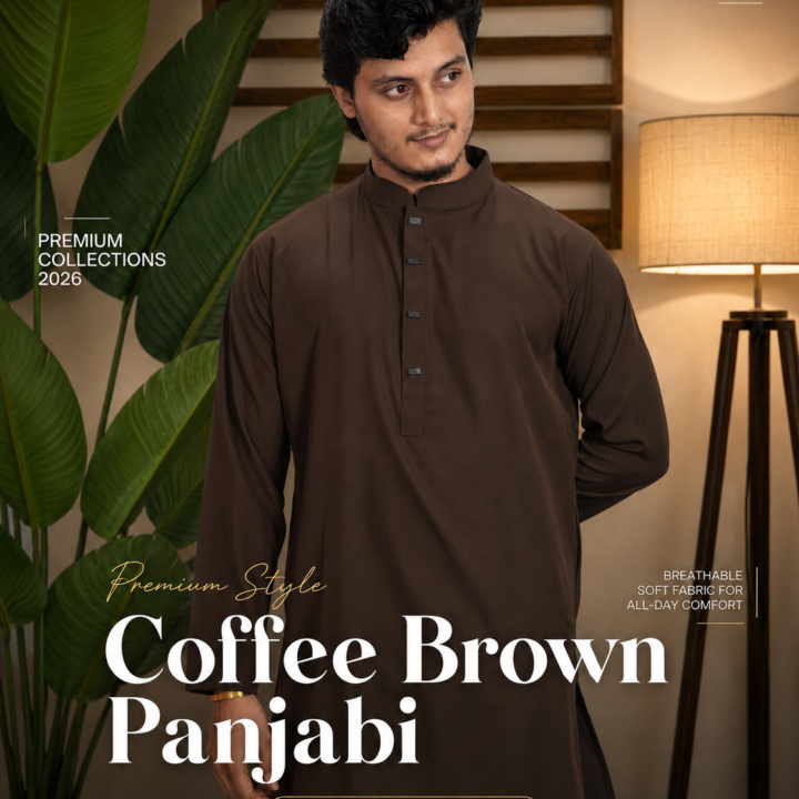 Imported Stitch SOLID PANJABI - Coffee