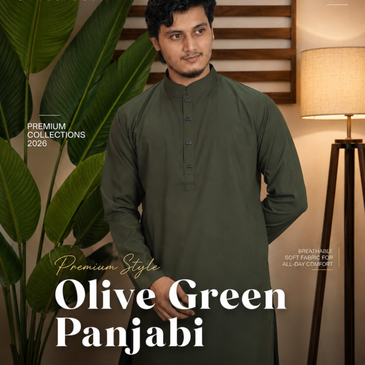 Imported Stitch SOLID PANJABI - Olive