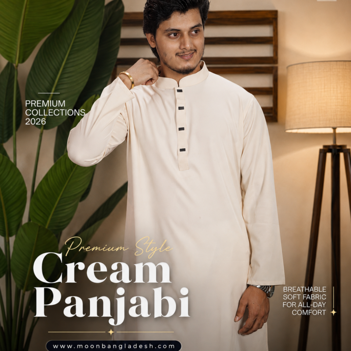 Imported Stitch SOLID PANJABI - Cream