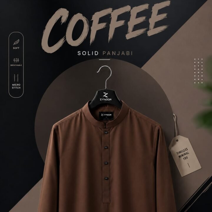 Coffee- Imported microstitch solid panjabi